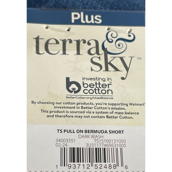 NWT Terra & Sky Womens Plus Size Denim Pull On Bermuda Shorts 4X Dark Wash - Picture 6 of 8